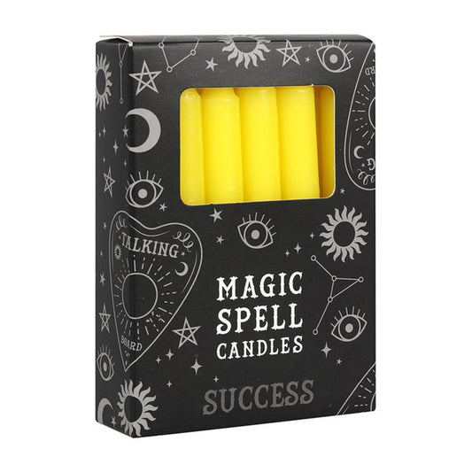 Set of 12 Yellow 'Success' Spell Candles