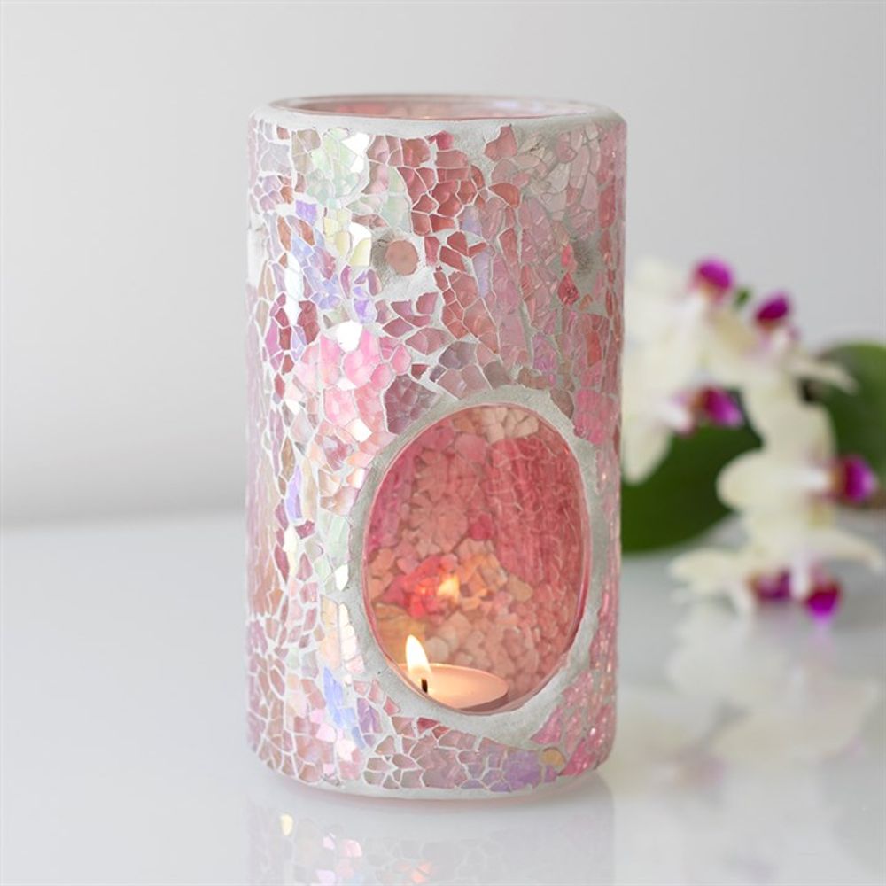 Pillar Pink Iridescent Crackle Oil Burner