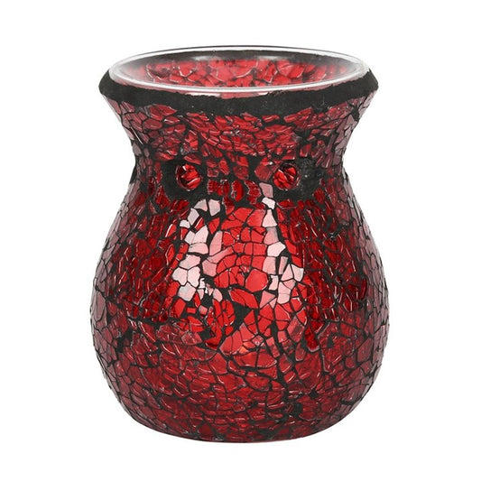 Small Red Crackle Glass Oil Burner